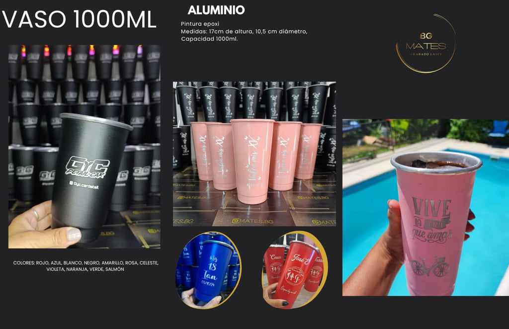🥤 Vaso de Aluminio 1 Litro Personalizado