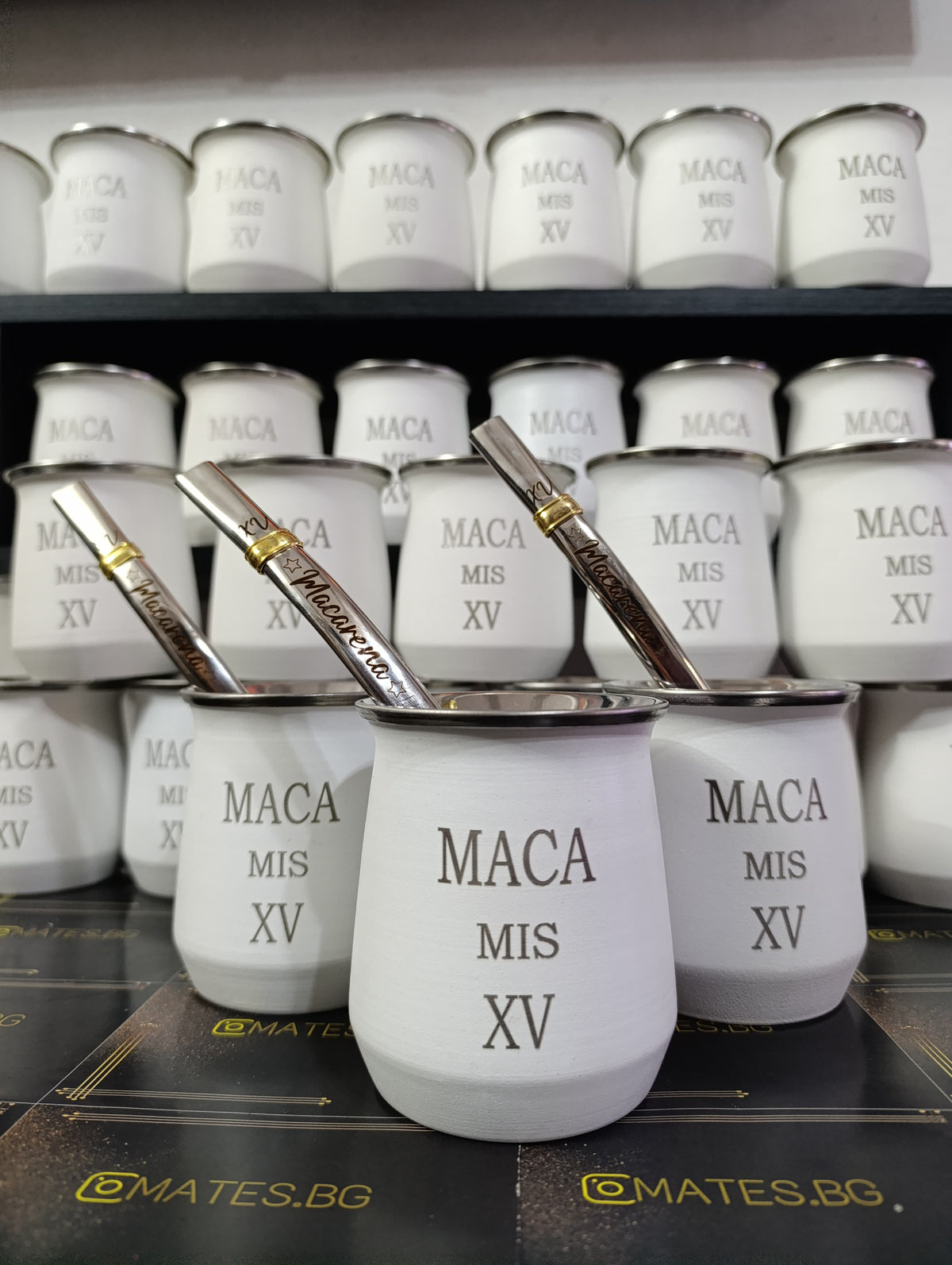 Souvenir para 15 años - Mate simil-stanley personalizado