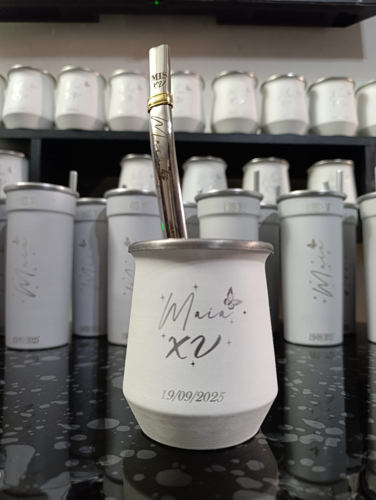 Bombilla plana de acero inoxidable para mate