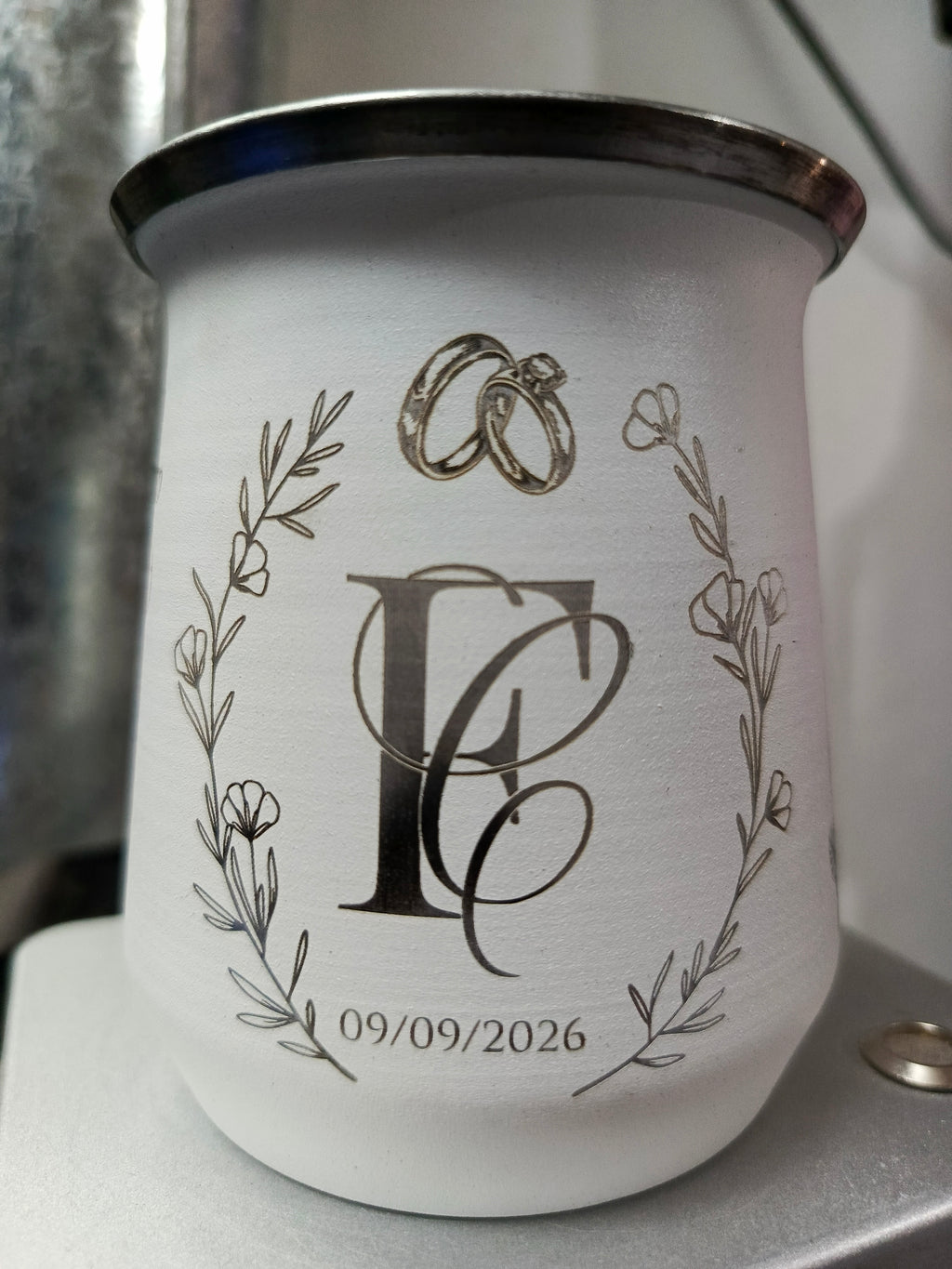 Souvenir para Bodas - Mate simil-stanley personalizado