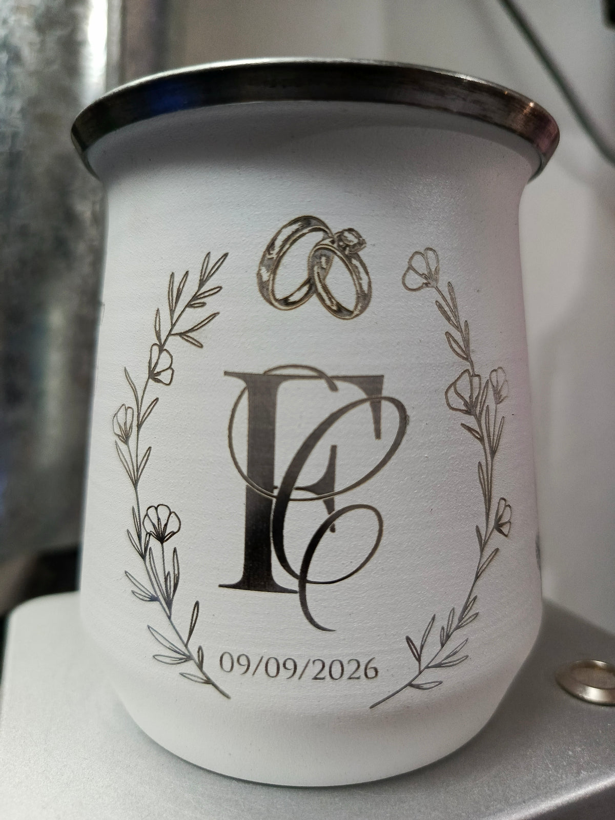 Souvenir para Bodas - Mate simil-stanley personalizado
