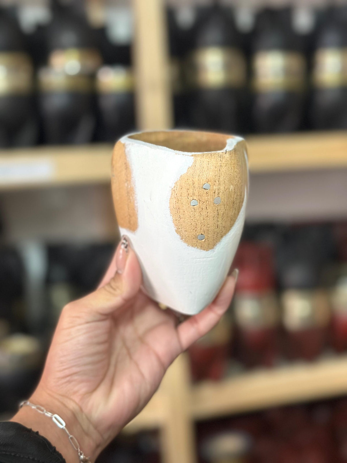 Mate Ranchero de Madera con Manchas Blancas